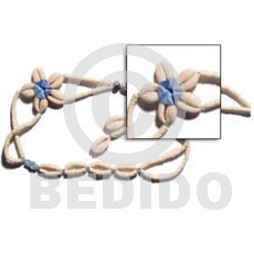 Aqua Blue Floral Cowrie Shell