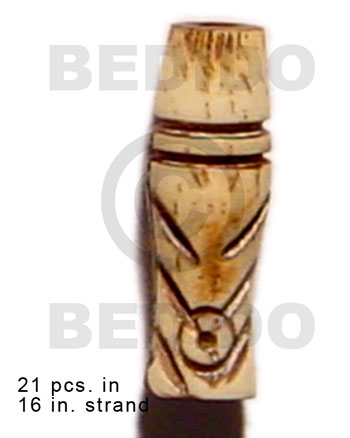 natural antique bone/ tube  groove 19mmx8mm / 21 pcs. in 16in. strand - Bone Beads