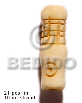 natural bone tube  groove 19mmx8mm / 21 pcs. in 16in. strand - Bone Carved Beads