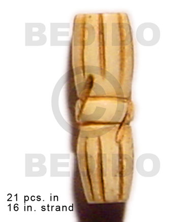 natural antique bone/ tube  groove 19mmx8mm / 21 pcs. in 16in. strand - Bone Carved Beads