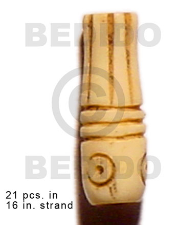 natural antique bone/ tube groove 19mmx8mm / 21 pcs. in 16in. strand - Bone Carved Beads