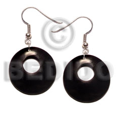 hand made 35mm round black horn Bone Earrings