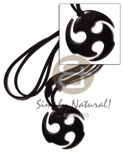 hand made 45mm black celtic carabao horn Bone Necklace Horn Necklace