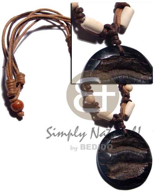 50mm round black carabao horn Bone Necklace Horn Necklace