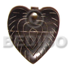 Carved horn heart 35mm Bone Pendants