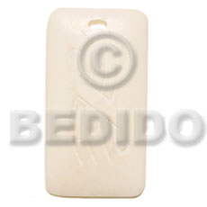 rectangular bone  carving 40mm - Bone Pendants