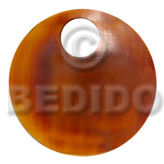 55mm round golden amber horn  15mm hole - Bone Pendants