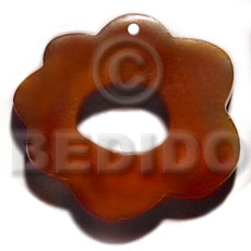 40mm  golden amber horn flower - Bone Pendants