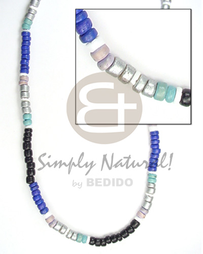 hand made 4-5mm silver light and dark blue Bright & Vivid Color Necklace