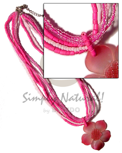 hand made 5 layers glass bead Bright & Vivid Color Necklace