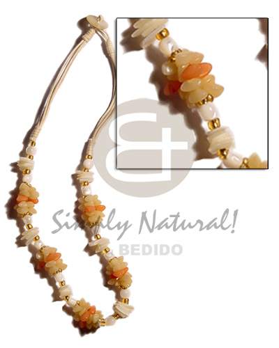 Beige 3 layer wax cord Bright & Vivid Color Necklace