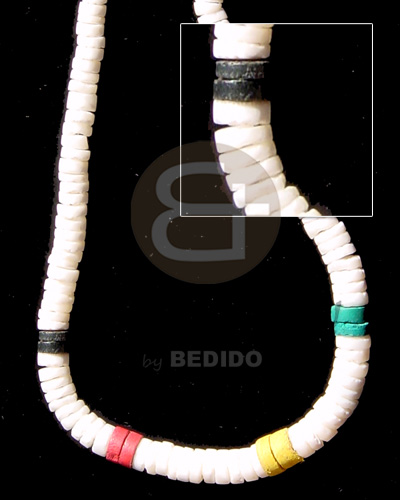hand made Graduted white shell in rasta Bright & Vivid Color Necklace