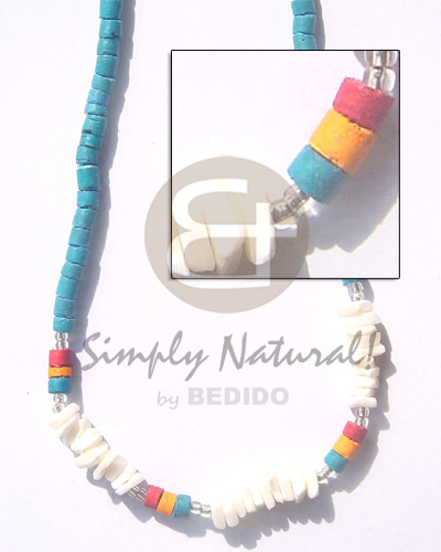 hand made 4-5 coco heishe turq blue Bright & Vivid Color Necklace