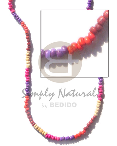 2-3mm coco pukalet / violet / pink / bleach /maroon / orange - Bright & Vivid Color Necklace