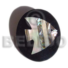 Inlaid Angelfish Oval Black