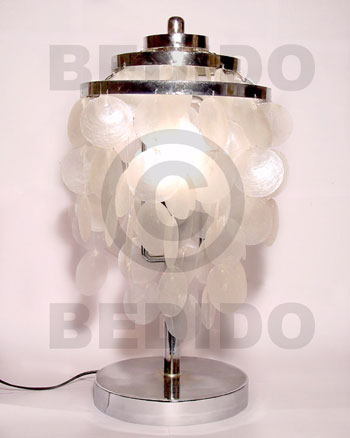 dangling natural capiz shell silver table lamp ( short) - Capiz Shell Wind Chimes