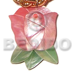 Inlaid rosebud hammershell 40mm Carved Pendants