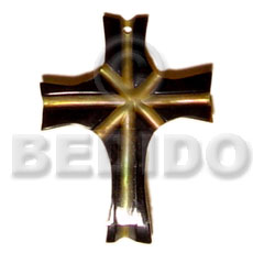 Mop cross skin 40mm Carved Pendants