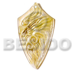 hand made Mop shield carving 45mm Carved Pendants