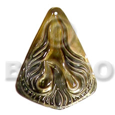 Blacklip pointed teardrop carving Carved Pendants