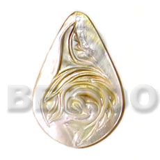 MOP teardrop  carving 40mm - Carved Pendants