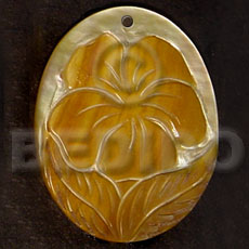 Oval mop skin flower Carved Pendants