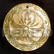 Round mop intricate 5 petal Carved Pendants