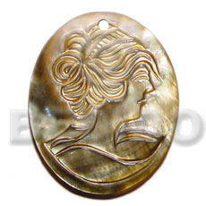 Oval blacklip lady carving Carved Pendants