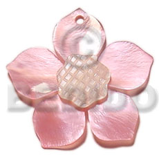 45mm pink hammershell flower Carved Pendants