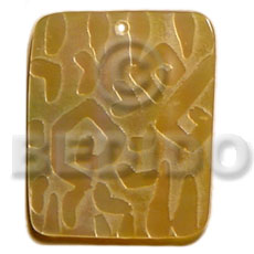 Rectangular mop psychedelic design Carved Pendants