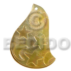 moon & stars design on MOP 45mm - Carved Pendants