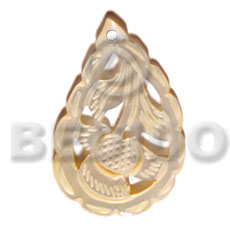 Mop teardrop design 45mm Carved Pendants