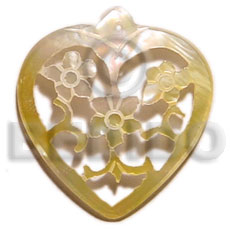 40mm carved heart mop Carved Pendants