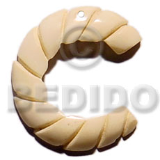 40mm grooved nat. white bone - Carved Pendants