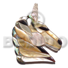 shell inlaid unicorn - Carved Pendants