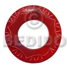 60mm donut red horn  groove  30mm big hole - Carved Pendants
