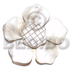 45mm hammershell flower groove Carved Pendants
