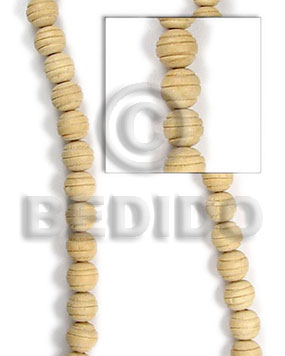 hand made Natural wood with groove 6mm Carved Wood Beads