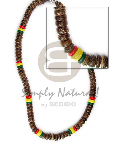 hand made 7-8mm coco pokalet rasta design Choker Necklace