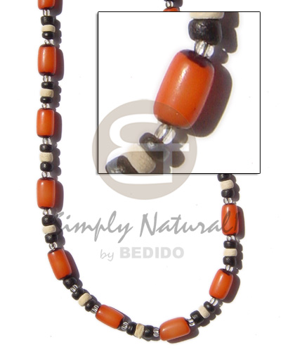 hand made Orange buri tube black Choker Necklace