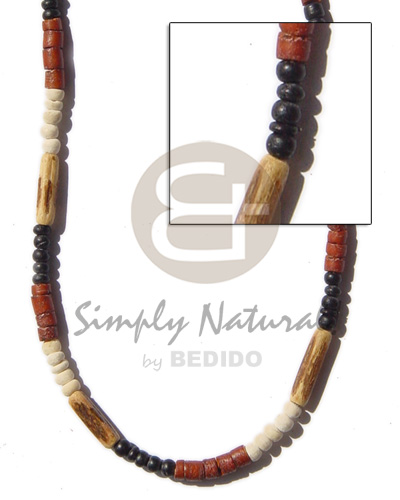 sig-ed tube  2-3 coco Pokalet & heishe black / mahogany / bleach - Choker Necklace