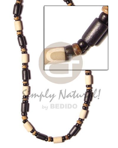 hand made Black white wood tube coco Choker Necklace