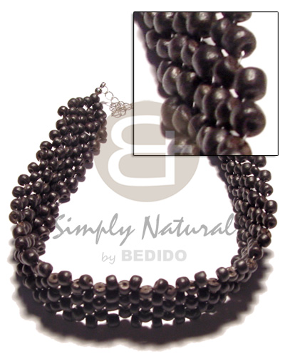 hand made 3 layer 4-5mm black coco Choker Necklace