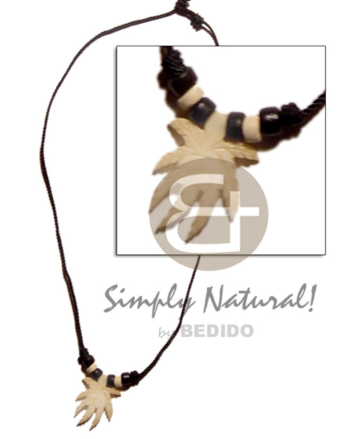 cord  bone marijuana shaped pendant and coco pokalet - Choker Necklace