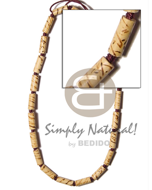 bamboo macrame  splashing wood burning - Choker Necklace