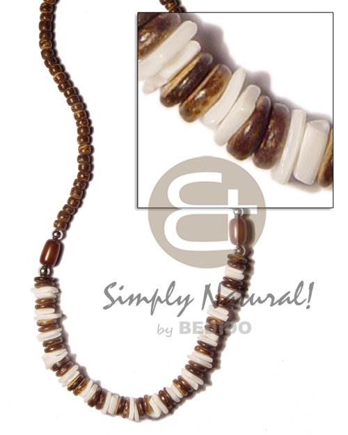 7-8m coco Pokalet brown & white rose combination  4-5 coco Pokalet brown.buri tube - Choker Necklace