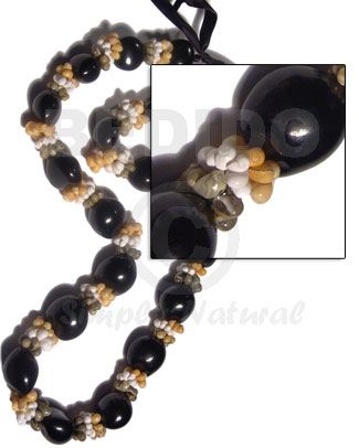 22 pcs. black kukui nuts Chunky Necklace