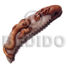 65mm  cowrie tiger shell fang  ( varying natural sizes )  snake /  tribal clay series - Clay Pendants