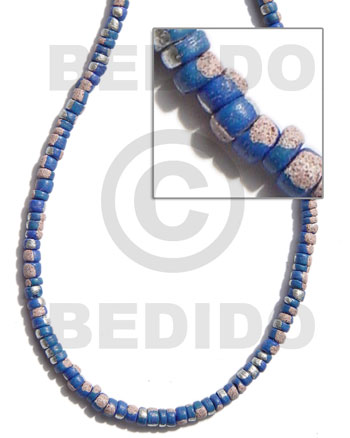 4-5mm coco Pokalet. blue  splashing - Coco Beads