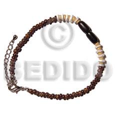 black buri seed/white clam  black coco Pokalet 2-3mm and 405mm coco Pokalet nat. - Coco Bracelets